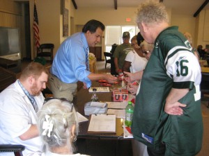 Tanner Terrace residents line up for blood pressure screening.