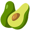 Half and whole avocado illustration