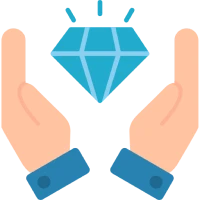 Diamond symbol between open hands