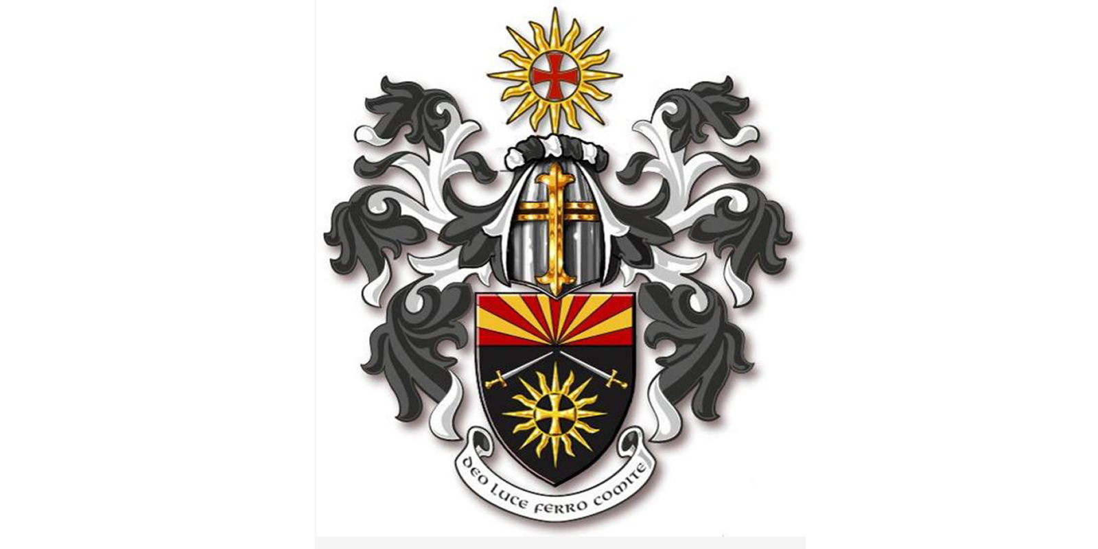 Heraldic coat of arms with sunburst shield