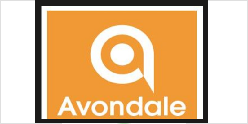 Avondale logo orange square with stylized a